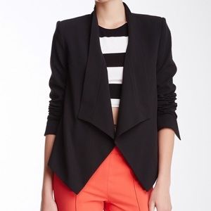 BCBGMaxazria Black Waterfall Front Open Blazer